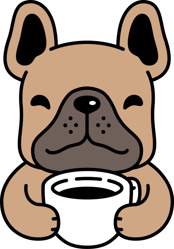 brown dog french bulldog coffee